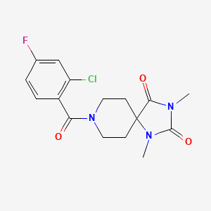 molecular formula C16H17ClFN3O3 B6557434 8-(2-chloro-4-fluorobenzoyl)-1,3-dimethyl-1,3,8-triazaspiro[4.5]decane-2,4-dione CAS No. 1040648-45-0