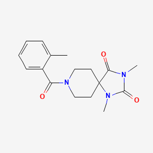 molecular formula C17H21N3O3 B6557435 1,3-dimethyl-8-(2-methylbenzoyl)-1,3,8-triazaspiro[4.5]decane-2,4-dione CAS No. 1040671-97-3