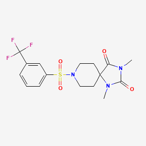 molecular formula C16H18F3N3O4S B6557489 1,3-dimethyl-8-[3-(trifluoromethyl)benzenesulfonyl]-1,3,8-triazaspiro[4.5]decane-2,4-dione CAS No. 1040673-03-7
