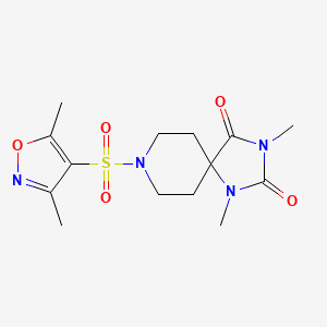 molecular formula C14H20N4O5S B6557499 8-[(3,5-dimethyl-1,2-oxazol-4-yl)sulfonyl]-1,3-dimethyl-1,3,8-triazaspiro[4.5]decane-2,4-dione CAS No. 1040673-19-5