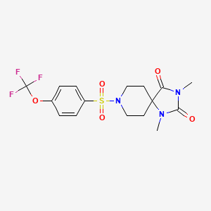 molecular formula C16H18F3N3O5S B6557533 1,3-dimethyl-8-[4-(trifluoromethoxy)benzenesulfonyl]-1,3,8-triazaspiro[4.5]decane-2,4-dione CAS No. 1040674-15-4