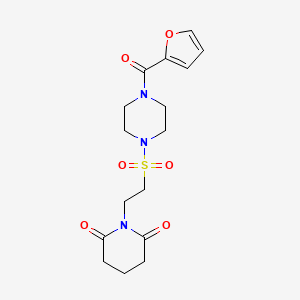 molecular formula C16H21N3O6S B6557560 1-(2-{[4-(furan-2-carbonyl)piperazin-1-yl]sulfonyl}ethyl)piperidine-2,6-dione CAS No. 1040674-79-0