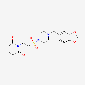 molecular formula C19H25N3O6S B6557562 1-[2-({4-[(2H-1,3-benzodioxol-5-yl)methyl]piperazin-1-yl}sulfonyl)ethyl]piperidine-2,6-dione CAS No. 1040674-93-8
