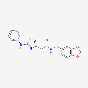 molecular formula C19H17N3O3S B6557632 N-[(2H-1,3-benzodioxol-5-yl)methyl]-2-[2-(phenylamino)-1,3-thiazol-4-yl]acetamide CAS No. 1040676-11-6