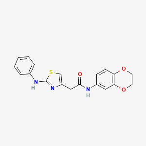 molecular formula C19H17N3O3S B6557680 N-(2,3-dihydro-1,4-benzodioxin-6-yl)-2-[2-(phenylamino)-1,3-thiazol-4-yl]acetamide CAS No. 1040676-81-0