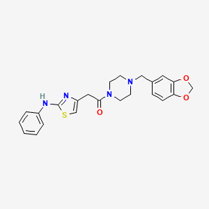 molecular formula C23H24N4O3S B6557698 1-{4-[(2H-1,3-benzodioxol-5-yl)methyl]piperazin-1-yl}-2-[2-(phenylamino)-1,3-thiazol-4-yl]ethan-1-one CAS No. 1040677-24-4