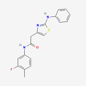 molecular formula C18H16FN3OS B6557802 N-(3-fluoro-4-methylphenyl)-2-[2-(phenylamino)-1,3-thiazol-4-yl]acetamide CAS No. 1040678-22-5