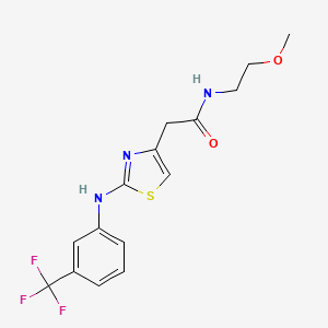 molecular formula C15H16F3N3O2S B6557833 N-(2-methoxyethyl)-2-(2-{[3-(trifluoromethyl)phenyl]amino}-1,3-thiazol-4-yl)acetamide CAS No. 1040649-69-1