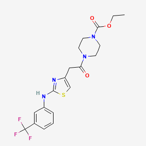 molecular formula C19H21F3N4O3S B6557873 ethyl 4-[2-(2-{[3-(trifluoromethyl)phenyl]amino}-1,3-thiazol-4-yl)acetyl]piperazine-1-carboxylate CAS No. 1040650-19-8