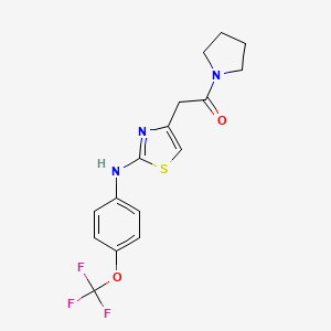 molecular formula C16H16F3N3O2S B6557883 1-(pyrrolidin-1-yl)-2-(2-{[4-(trifluoromethoxy)phenyl]amino}-1,3-thiazol-4-yl)ethan-1-one CAS No. 1040650-31-4