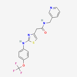 molecular formula C18H15F3N4O2S B6557890 N-[(pyridin-3-yl)methyl]-2-(2-{[4-(trifluoromethoxy)phenyl]amino}-1,3-thiazol-4-yl)acetamide CAS No. 1040650-49-4