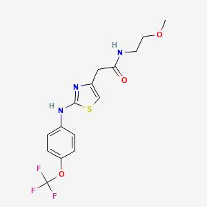 molecular formula C15H16F3N3O3S B6557892 N-(2-methoxyethyl)-2-(2-{[4-(trifluoromethoxy)phenyl]amino}-1,3-thiazol-4-yl)acetamide CAS No. 1040650-37-0
