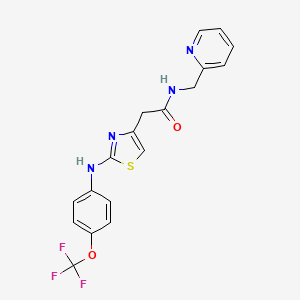 molecular formula C18H15F3N4O2S B6557900 N-[(pyridin-2-yl)methyl]-2-(2-{[4-(trifluoromethoxy)phenyl]amino}-1,3-thiazol-4-yl)acetamide CAS No. 1040650-55-2