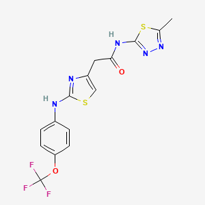 molecular formula C15H12F3N5O2S2 B6557919 N-(5-methyl-1,3,4-thiadiazol-2-yl)-2-(2-{[4-(trifluoromethoxy)phenyl]amino}-1,3-thiazol-4-yl)acetamide CAS No. 1040650-83-6