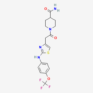 molecular formula C18H19F3N4O3S B6557933 1-[2-(2-{[4-(trifluoromethoxy)phenyl]amino}-1,3-thiazol-4-yl)acetyl]piperidine-4-carboxamide CAS No. 1040651-11-3