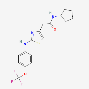 molecular formula C17H18F3N3O2S B6557937 N-cyclopentyl-2-(2-{[4-(trifluoromethoxy)phenyl]amino}-1,3-thiazol-4-yl)acetamide CAS No. 1040651-25-9