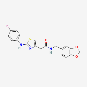 molecular formula C19H16FN3O3S B6557964 N-[(2H-1,3-benzodioxol-5-yl)methyl]-2-{2-[(4-fluorophenyl)amino]-1,3-thiazol-4-yl}acetamide CAS No. 1040651-76-0