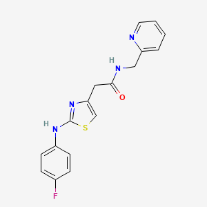 molecular formula C17H15FN4OS B6557974 2-{2-[(4-fluorophenyl)amino]-1,3-thiazol-4-yl}-N-[(pyridin-2-yl)methyl]acetamide CAS No. 1040651-90-8