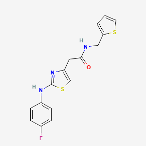 molecular formula C16H14FN3OS2 B6557979 2-{2-[(4-fluorophenyl)amino]-1,3-thiazol-4-yl}-N-[(thiophen-2-yl)methyl]acetamide CAS No. 1040652-04-7
