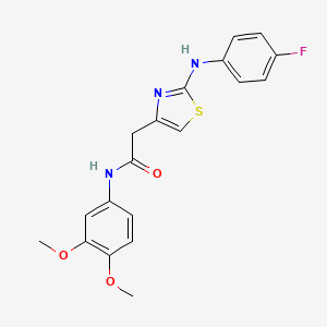 molecular formula C19H18FN3O3S B6558003 N-(3,4-dimethoxyphenyl)-2-{2-[(4-fluorophenyl)amino]-1,3-thiazol-4-yl}acetamide CAS No. 1040652-27-4