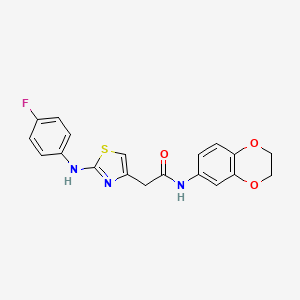 N-(2,3-dihydro-1,4-benzodioxin-6-yl)-2-{2-[(4-fluorophenyl)amino]-1,3-thiazol-4-yl}acetamide