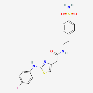 molecular formula C19H19FN4O3S2 B6558035 2-{2-[(4-fluorophenyl)amino]-1,3-thiazol-4-yl}-N-[2-(4-sulfamoylphenyl)ethyl]acetamide CAS No. 1040652-90-1