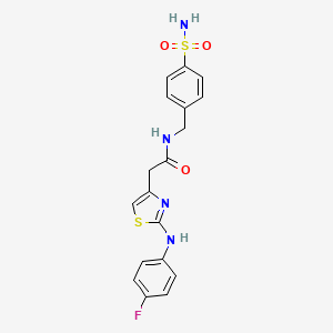 molecular formula C18H17FN4O3S2 B6558044 2-{2-[(4-fluorophenyl)amino]-1,3-thiazol-4-yl}-N-[(4-sulfamoylphenyl)methyl]acetamide CAS No. 1040653-06-2