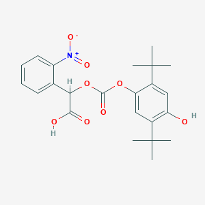 molecular formula C23H27NO8 B065581 2-(2,5-Ditert-butyl-4-hydroxyphenoxy)carbonyloxy-2-(2-nitrophenyl)acetic acid CAS No. 188263-75-4