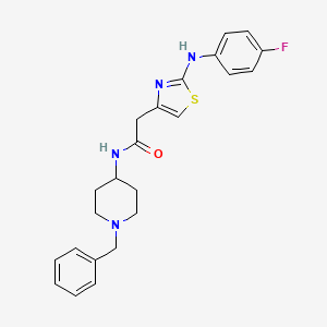 molecular formula C23H25FN4OS B6558104 N-(1-benzylpiperidin-4-yl)-2-{2-[(4-fluorophenyl)amino]-1,3-thiazol-4-yl}acetamide CAS No. 1040654-34-9