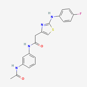 molecular formula C19H17FN4O2S B6558107 N-(3-acetamidophenyl)-2-{2-[(4-fluorophenyl)amino]-1,3-thiazol-4-yl}acetamide CAS No. 1040654-42-9