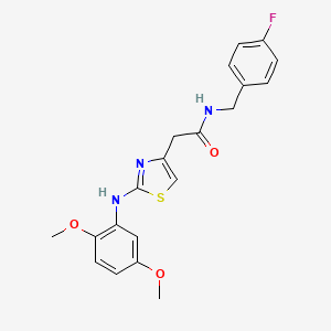 molecular formula C20H20FN3O3S B6558117 2-{2-[(2,5-dimethoxyphenyl)amino]-1,3-thiazol-4-yl}-N-[(4-fluorophenyl)methyl]acetamide CAS No. 1040654-58-7