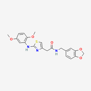 molecular formula C21H21N3O5S B6558122 N-[(2H-1,3-benzodioxol-5-yl)methyl]-2-{2-[(2,5-dimethoxyphenyl)amino]-1,3-thiazol-4-yl}acetamide CAS No. 1040654-66-7