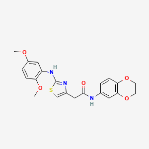 molecular formula C21H21N3O5S B6558137 N-(2,3-dihydro-1,4-benzodioxin-6-yl)-2-{2-[(2,5-dimethoxyphenyl)amino]-1,3-thiazol-4-yl}acetamide CAS No. 1040654-90-7