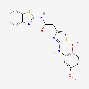 molecular formula C20H18N4O3S2 B6558146 N-(1,3-benzothiazol-2-yl)-2-{2-[(2,5-dimethoxyphenyl)amino]-1,3-thiazol-4-yl}acetamide CAS No. 1040654-97-4