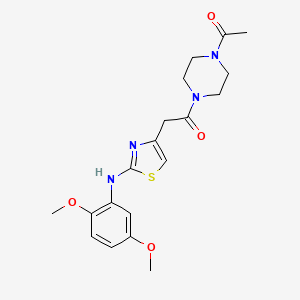 molecular formula C19H24N4O4S B6558156 1-(4-acetylpiperazin-1-yl)-2-{2-[(2,5-dimethoxyphenyl)amino]-1,3-thiazol-4-yl}ethan-1-one CAS No. 1040655-04-6