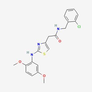 molecular formula C20H20ClN3O3S B6558174 N-[(2-chlorophenyl)methyl]-2-{2-[(2,5-dimethoxyphenyl)amino]-1,3-thiazol-4-yl}acetamide CAS No. 1040655-56-8