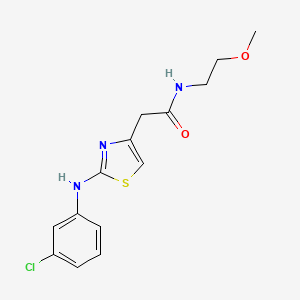 molecular formula C14H16ClN3O2S B6558211 2-{2-[(3-chlorophenyl)amino]-1,3-thiazol-4-yl}-N-(2-methoxyethyl)acetamide CAS No. 1040656-16-3