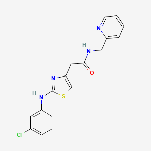molecular formula C17H15ClN4OS B6558227 2-{2-[(3-chlorophenyl)amino]-1,3-thiazol-4-yl}-N-[(pyridin-2-yl)methyl]acetamide CAS No. 1040656-46-9