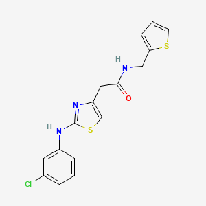 molecular formula C16H14ClN3OS2 B6558230 2-{2-[(3-chlorophenyl)amino]-1,3-thiazol-4-yl}-N-[(thiophen-2-yl)methyl]acetamide CAS No. 1040655-45-5