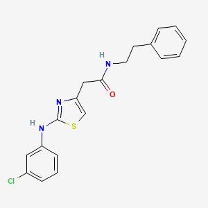 molecular formula C19H18ClN3OS B6558238 2-{2-[(3-chlorophenyl)amino]-1,3-thiazol-4-yl}-N-(2-phenylethyl)acetamide CAS No. 1040655-53-5