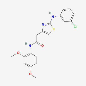 molecular formula C19H18ClN3O3S B6558244 2-{2-[(3-chlorophenyl)amino]-1,3-thiazol-4-yl}-N-(2,4-dimethoxyphenyl)acetamide CAS No. 1040655-69-3