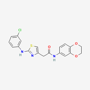 molecular formula C19H16ClN3O3S B6558252 2-{2-[(3-chlorophenyl)amino]-1,3-thiazol-4-yl}-N-(2,3-dihydro-1,4-benzodioxin-6-yl)acetamide CAS No. 1040655-85-3