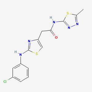 molecular formula C14H12ClN5OS2 B6558269 2-{2-[(3-chlorophenyl)amino]-1,3-thiazol-4-yl}-N-(5-methyl-1,3,4-thiadiazol-2-yl)acetamide CAS No. 1040655-99-9