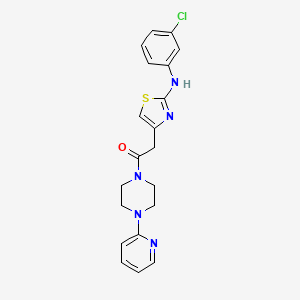 molecular formula C20H20ClN5OS B6558276 2-{2-[(3-chlorophenyl)amino]-1,3-thiazol-4-yl}-1-[4-(pyridin-2-yl)piperazin-1-yl]ethan-1-one CAS No. 1040656-43-6