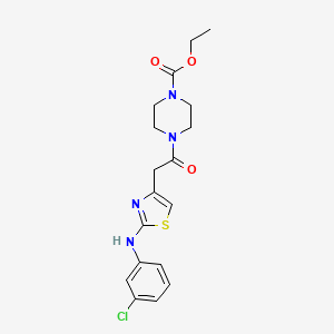 molecular formula C18H21ClN4O3S B6558303 ethyl 4-(2-{2-[(3-chlorophenyl)amino]-1,3-thiazol-4-yl}acetyl)piperazine-1-carboxylate CAS No. 1040657-00-8