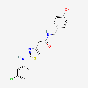 molecular formula C19H18ClN3O2S B6558328 2-{2-[(3-chlorophenyl)amino]-1,3-thiazol-4-yl}-N-[(4-methoxyphenyl)methyl]acetamide CAS No. 1040657-28-0