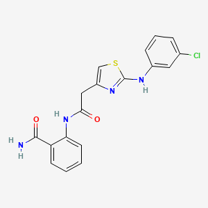 molecular formula C18H15ClN4O2S B6558344 2-(2-{2-[(3-chlorophenyl)amino]-1,3-thiazol-4-yl}acetamido)benzamide CAS No. 1040657-66-6