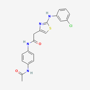 molecular formula C19H17ClN4O2S B6558352 2-{2-[(3-chlorophenyl)amino]-1,3-thiazol-4-yl}-N-(4-acetamidophenyl)acetamide CAS No. 1040657-60-0