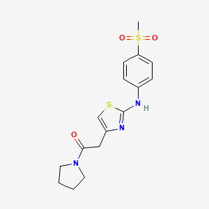 molecular formula C16H19N3O3S2 B6558353 2-{2-[(4-methanesulfonylphenyl)amino]-1,3-thiazol-4-yl}-1-(pyrrolidin-1-yl)ethan-1-one CAS No. 1040657-78-0