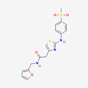 molecular formula C17H17N3O4S2 B6558375 N-[(furan-2-yl)methyl]-2-{2-[(4-methanesulfonylphenyl)amino]-1,3-thiazol-4-yl}acetamide CAS No. 1040658-05-6